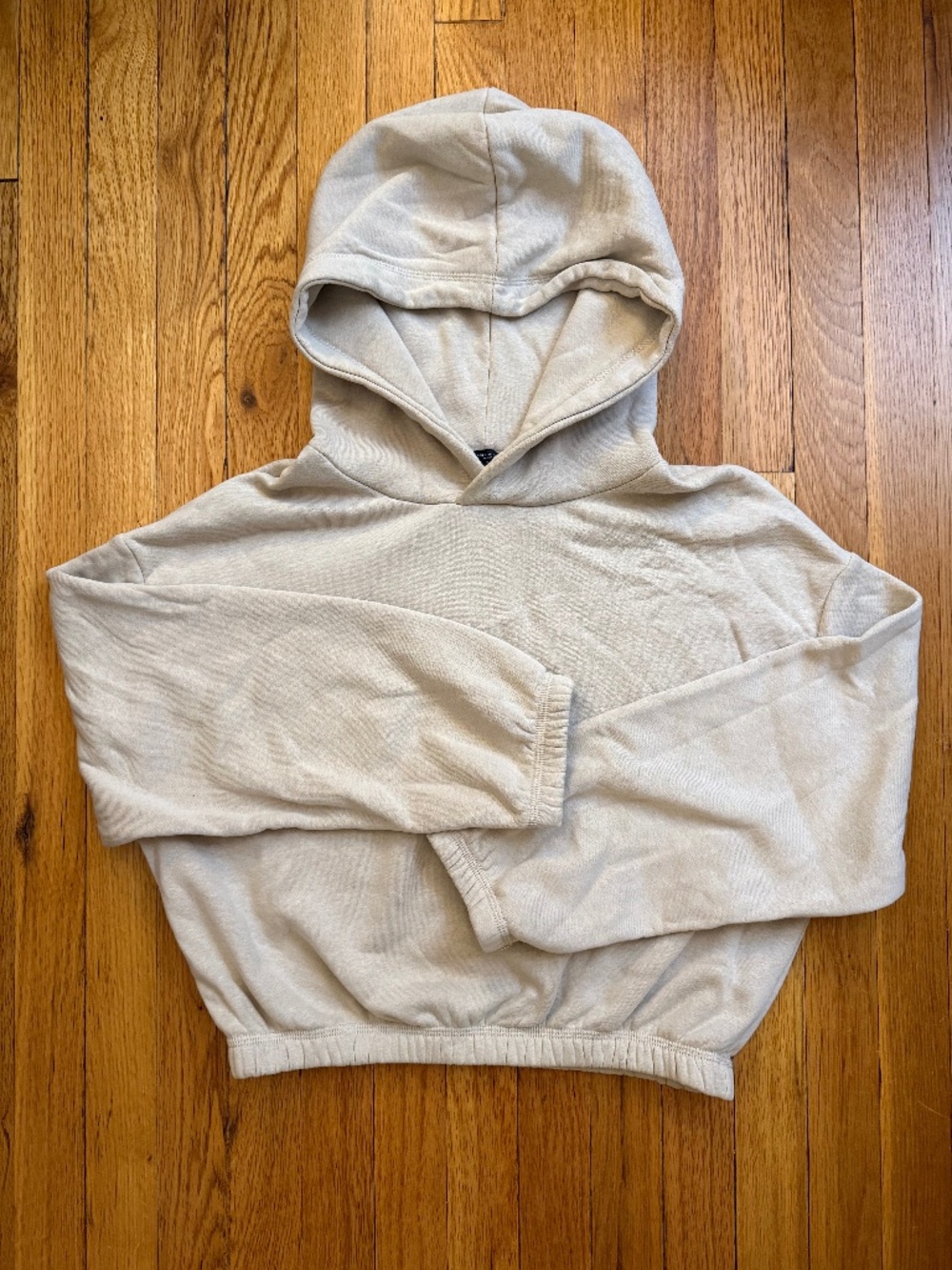 Zara Women’s Light Beige Hooded Pullover Sweatshirt